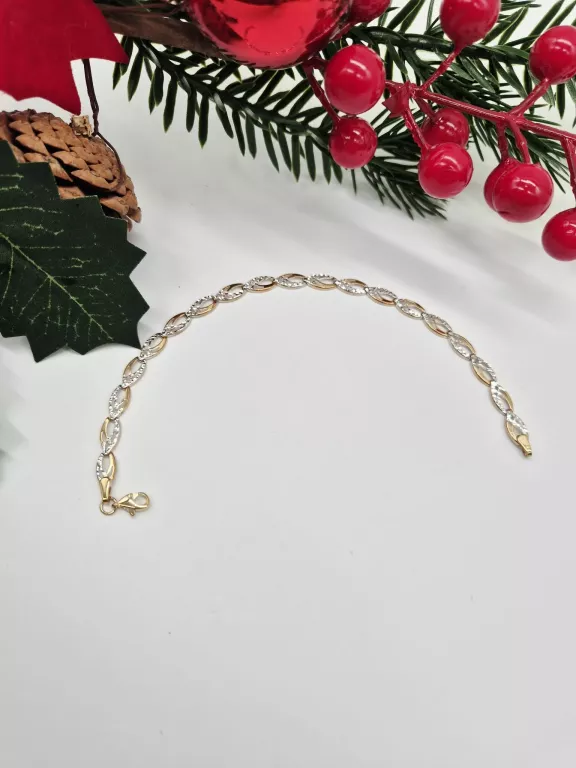 ZŁOTA BRANSOLETKA BIAŁE I ŻÓŁTE ZŁOTO PRÓBA 333 WAGA 2,60G DŁUGOŚĆ 19,5CM