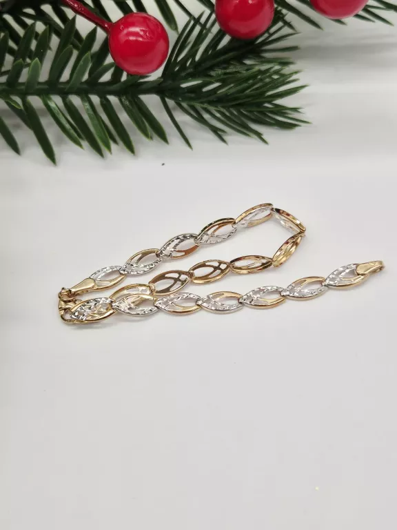 ZŁOTA BRANSOLETKA BIAŁE I ŻÓŁTE ZŁOTO PRÓBA 333 WAGA 2,60G DŁUGOŚĆ 19,5CM