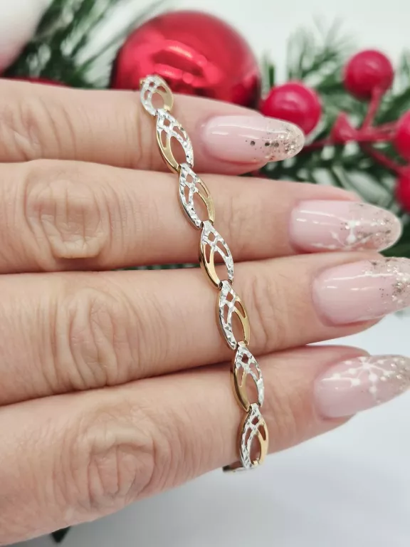 ZŁOTA BRANSOLETKA BIAŁE I ŻÓŁTE ZŁOTO PRÓBA 333 WAGA 2,60G DŁUGOŚĆ 19,5CM