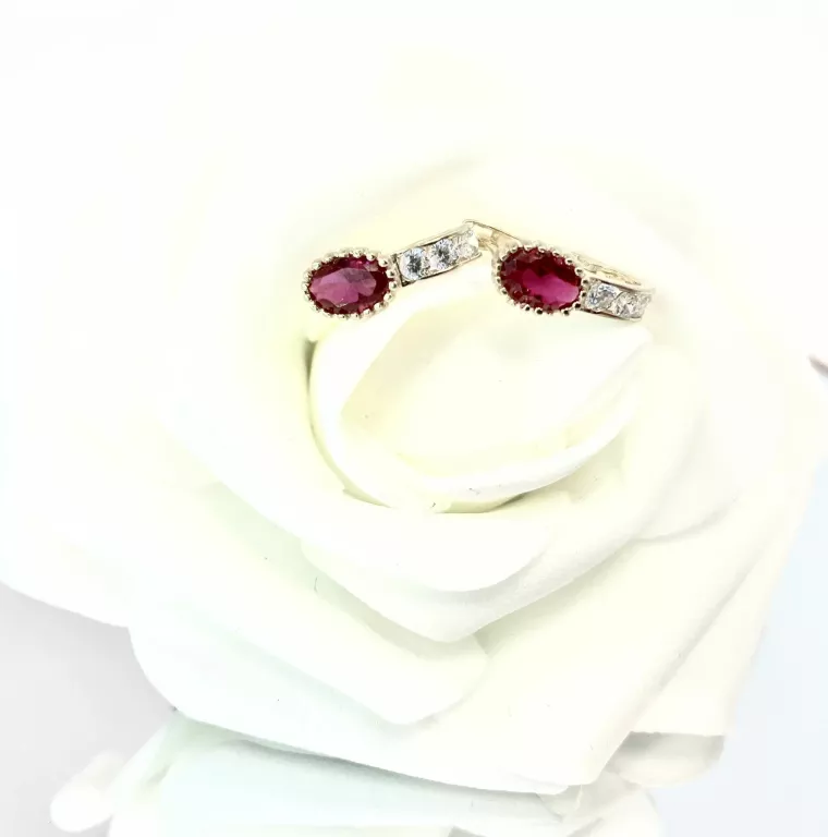 PRZEPIĘKNE ZŁOTE KOLCZYKI Z RÓŻOWYM OCZKIEM ANG.ZAP. PR585 1,66GR A