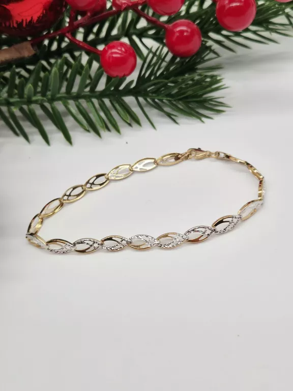 ZŁOTA BRANSOLETKA BIAŁE I ŻÓŁTE ZŁOTO PRÓBA 333 WAGA 2,60G DŁUGOŚĆ 19,5CM