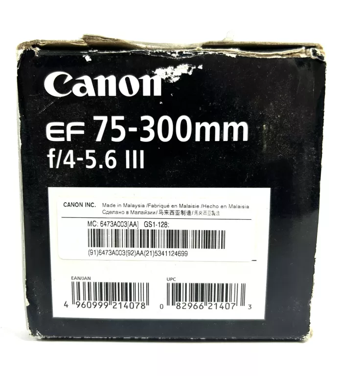 OBIEKTYW CANON LENS EF 75-300MM 1:4-5.6 III  Z PUDEŁKIEM