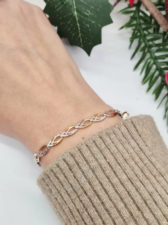 ZŁOTA BRANSOLETKA BIAŁE I ŻÓŁTE ZŁOTO PRÓBA 333 WAGA 2,60G DŁUGOŚĆ 19,5CM