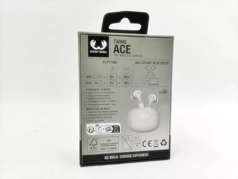 SŁUCHAWKI BEZPRZEWODOWE DOKANAŁOWE FRESH 'N REBEL TWINS SZARE