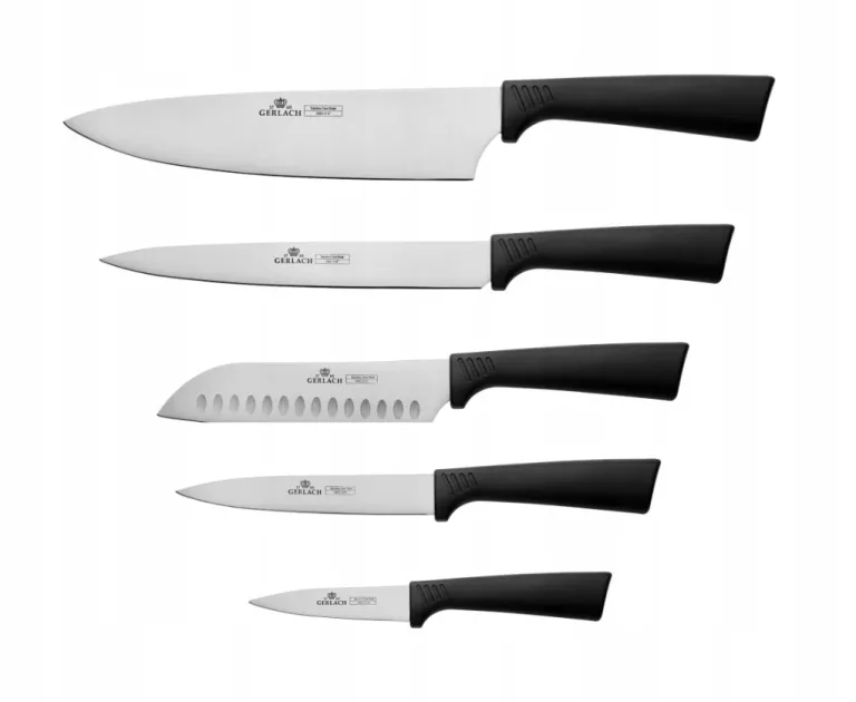 ZESTAW 5 NOŻY KUCHENNYCH W BLOKU GERLACH SMART PASTEL X30CR13 NÓŻ SZEFA