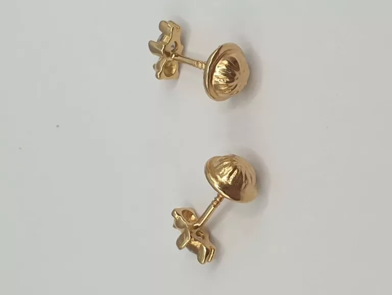 UROCZE ZŁOTE KOLCZYKI MISIE Z CYRKONIAMI - PRÓBA 750 (UŻYWANE)