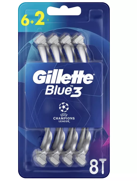 GILLETTE BLUE 3 PLUS COMFORT MASZYNKA DO GOLENIA DLA MĘŻCZYZN 6+2 SZT.