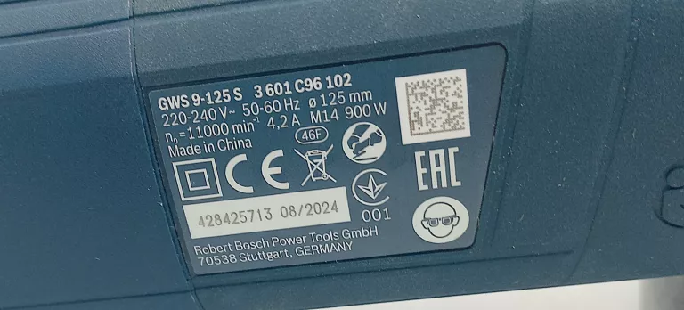 SZLIFIERKA KĄTOWA 900W 125MM GWS 9-125 S BOSCH
