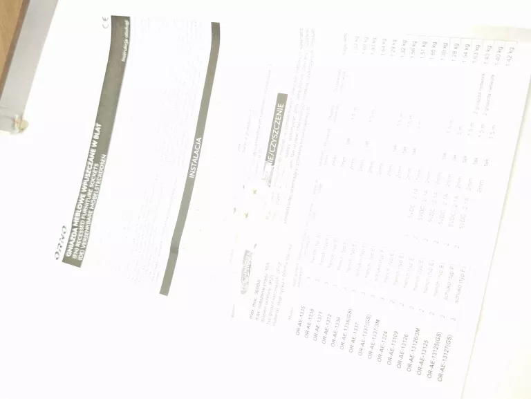 GNIAZDO ELEKTRYCZNE BLATOWE ORNO CZARNY ORNO-OR-AE-1371/B KOMPLET