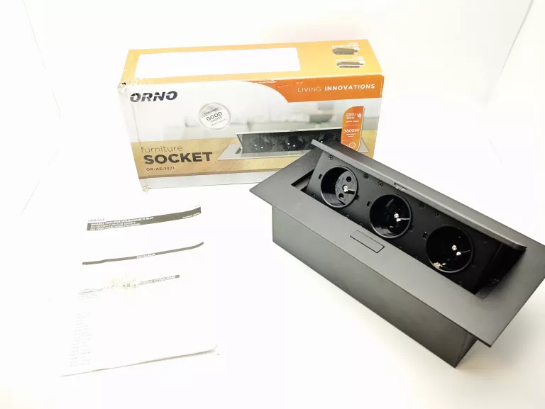 GNIAZDO ELEKTRYCZNE BLATOWE ORNO CZARNY ORNO-OR-AE-1371/B KOMPLET