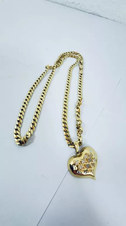WYRÓB JUBILERSKI UŻYWANY ZŁOTY ŁAŃCUSZEK I ZAWIESZKA SERCE 585 11,79G