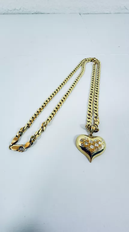 WYRÓB JUBILERSKI UŻYWANY ZŁOTY ŁAŃCUSZEK I ZAWIESZKA SERCE 585 11,79G