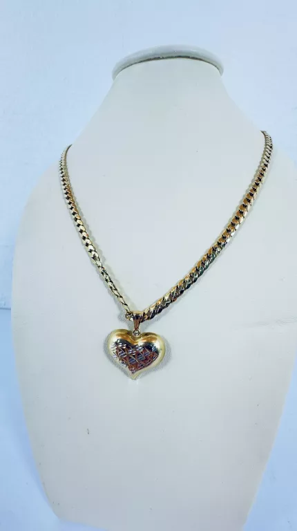 WYRÓB JUBILERSKI UŻYWANY ZŁOTY ŁAŃCUSZEK I ZAWIESZKA SERCE 585 11,79G
