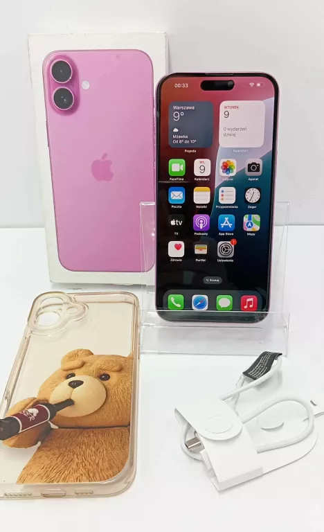 TELEFON IPHONE 16 PLUS RÓŻOWY 128GB KON BATERII 100%