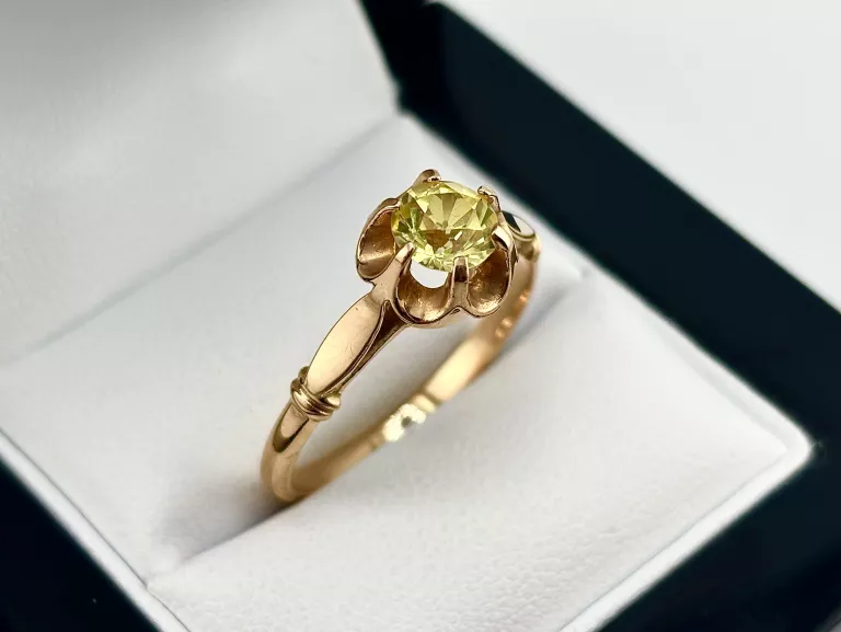 ZŁOTY PIERŚCIONEK Z ŻÓŁTYM OCZKIEM 3,62 G PR.585 14K R.23