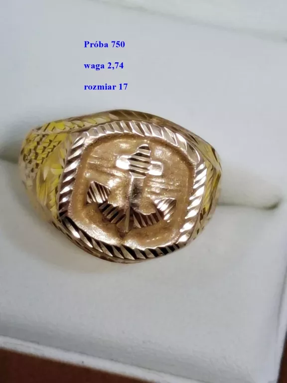 WYJĄTKOWY ZŁOTY SYGNET PIERŚCIEŃ P750 R17