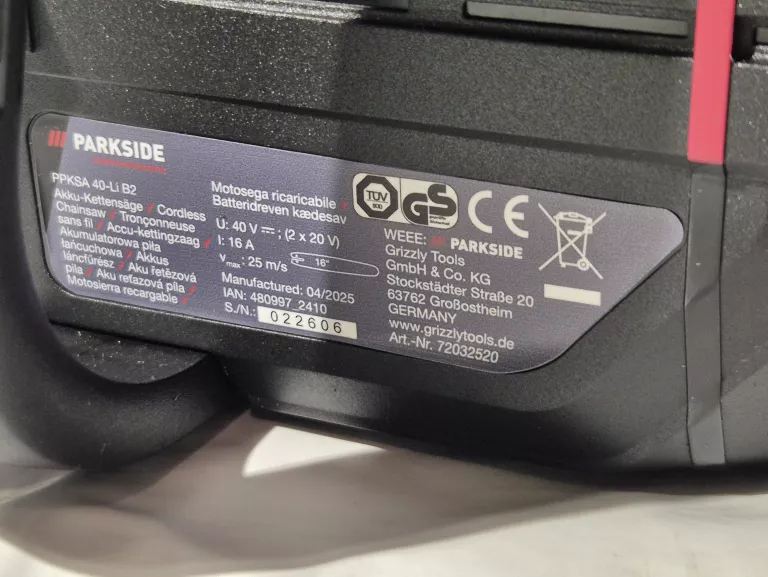 PIŁA ŁAŃCUCHOWA ELEKTRYCZNA PARKSIDE PPKSA 40-LI 2XAKU/ŁAD