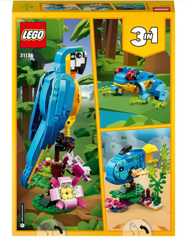 LEGO CREATOR 3 W 1 31136 EGZOTYCZNA PAPUGA -USZKODZONE PUDEŁKO-