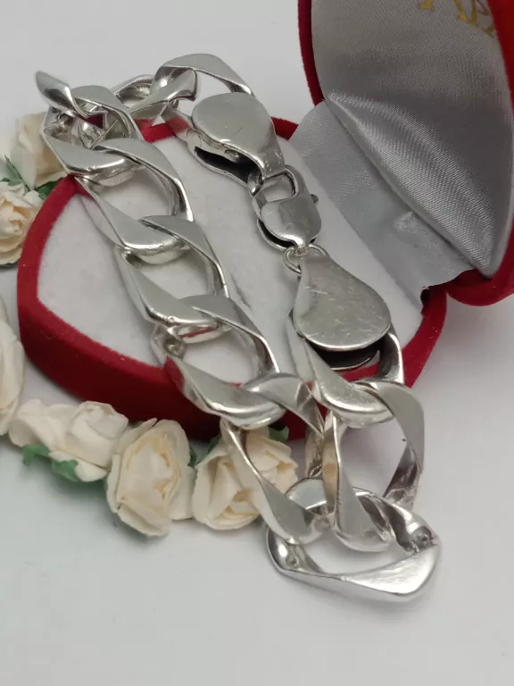 ŚLICZNA SREBRNA BRANSOLETKA PANCERKA 57,2 G 925