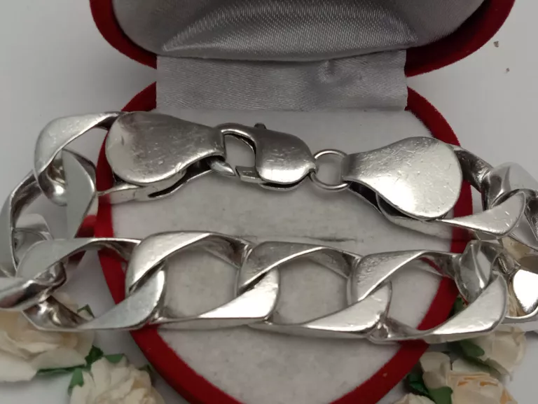 ŚLICZNA SREBRNA BRANSOLETKA PANCERKA 57,2 G 925