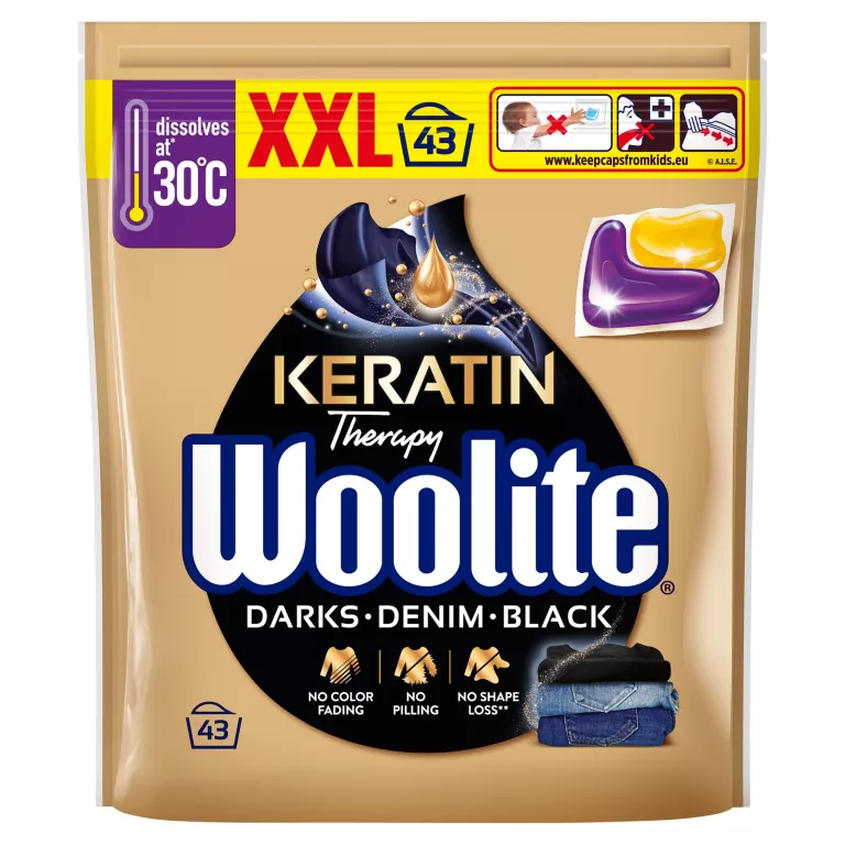 WOOLITE DARK KAPSUŁKI DO PRANIA CZARNYCH UBRAŃ Z KERATYNĄ 43