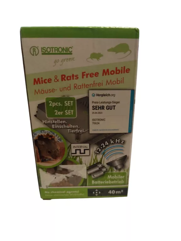 ULTRADŹWIĘKOWY ODSTRASZACZ MYSZY ISOTRONIC GO GREEN 2 SZT. MOBILE