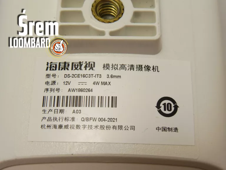 KAMERA PRZEMYSŁOWA HIKVISION DS-2CE16C0T-IT3, KPL, IGŁA STAN!