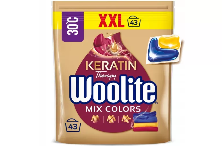 WOOLITE KAPSUŁKI Z KERATYNĄ DO PRANIA COLOR 43 SZT.