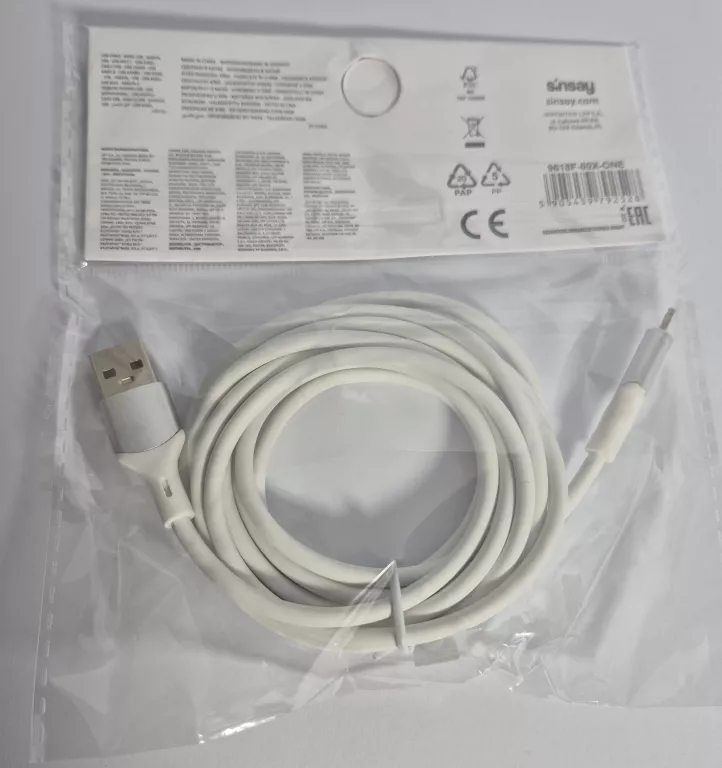 KABEL USB - LIGHTNING 2M SINSAY BIAŁE