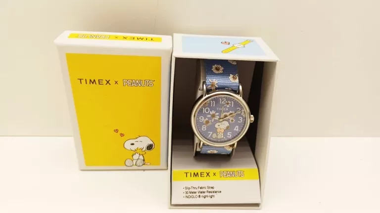 TIMEX WEEKENDER X PEANUTS IN BLOOM SNOOPY ZEGAREK DAMSKI FIOLETOWY