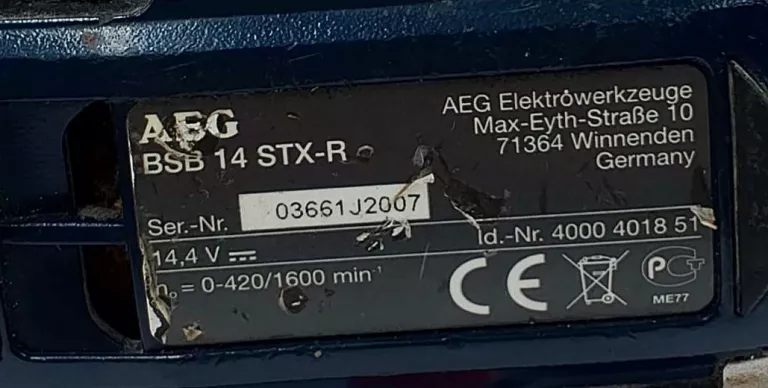 WKRĘTARKA AEG BDB 14 STX-R 1X AKU STACJA ŁADUJĄCA