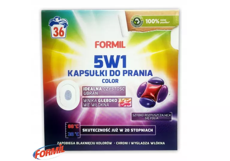 FORMIL 5W1 KAPSUŁKI COLOR DO PRANIA KOLOROWYCH TKANIN 36 PRAŃ