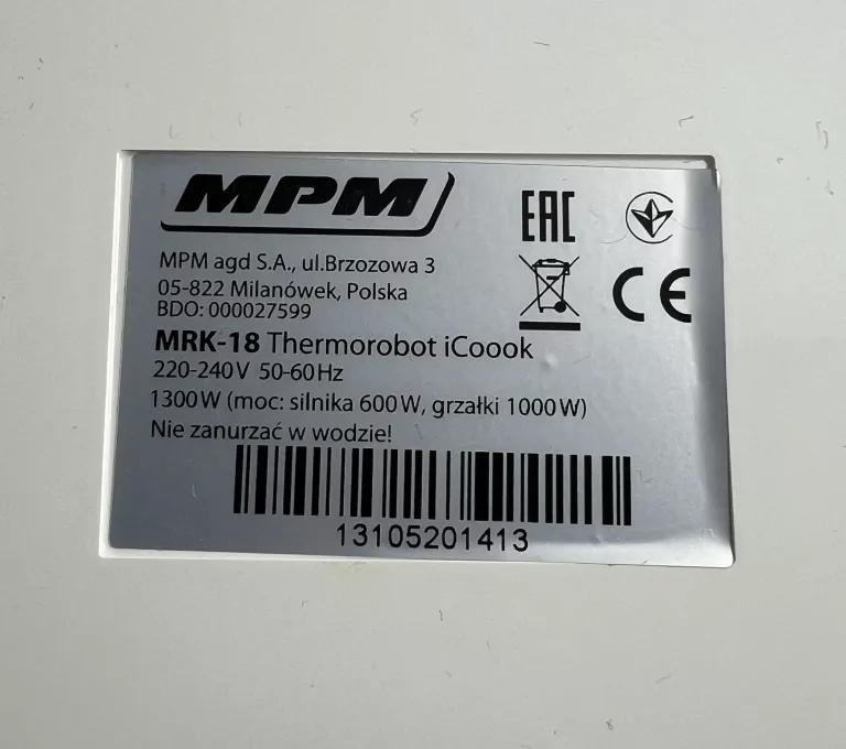 TERMOROBOT ICOOOK MPM MRK-18 WI-FI 1300 W