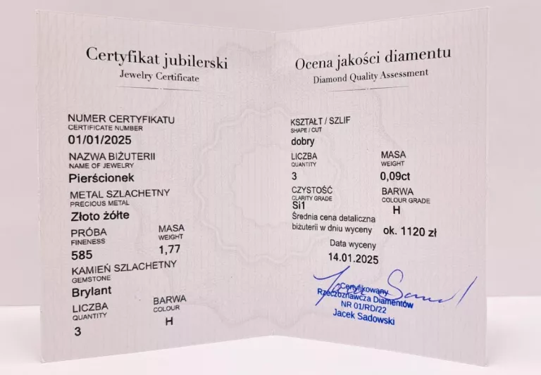 PIĘKNY ZŁOTY PIERŚCIONEK Z BRYLANTAMI P585 1,76G ROZ.16
