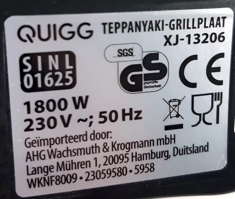 GRILL ELEKTRYCZNY QUIGG TEPPANYAKI XJ-13206