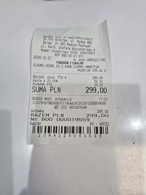 TELEFON XIAOMI A3 KOMPLET