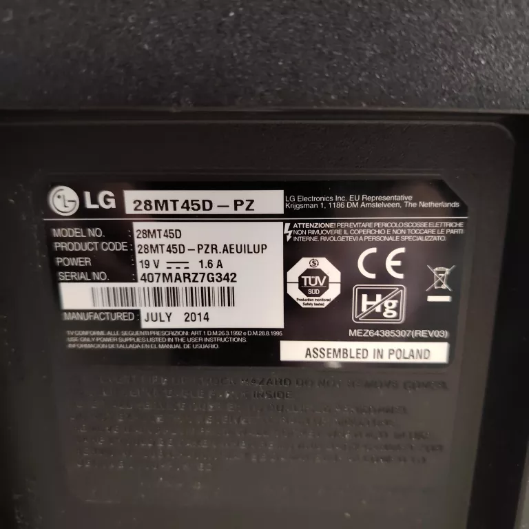 TELEWIZOR LG 28MT45D