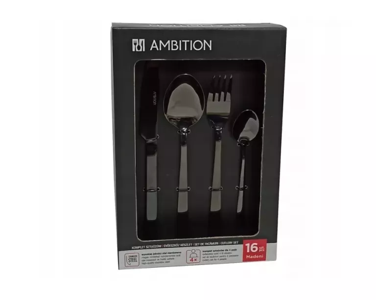 SZTUĆCE AMBITION MADENI CZARNE 16EL NA 4 OSOBY