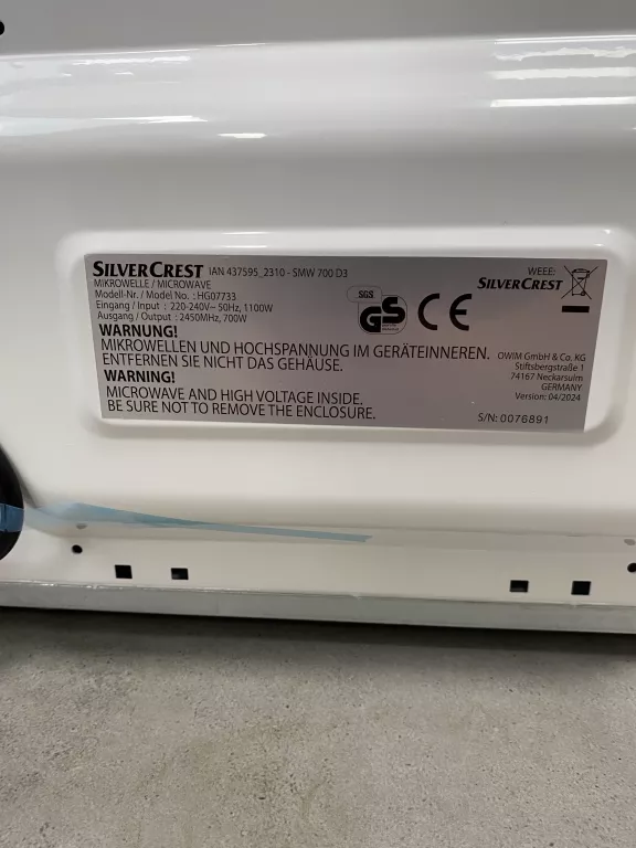 SILVERCREST KUCHENKA MIKROFALOWA 17L 700W