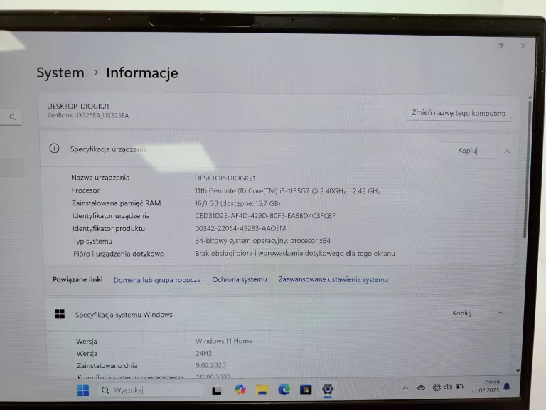 LAPTOP ASUS ZENBOOK 13 UX325EA 16 RAM