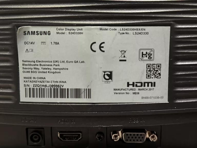 MONITOR SAMSUNG S24D330 HDMI ZASILACZ