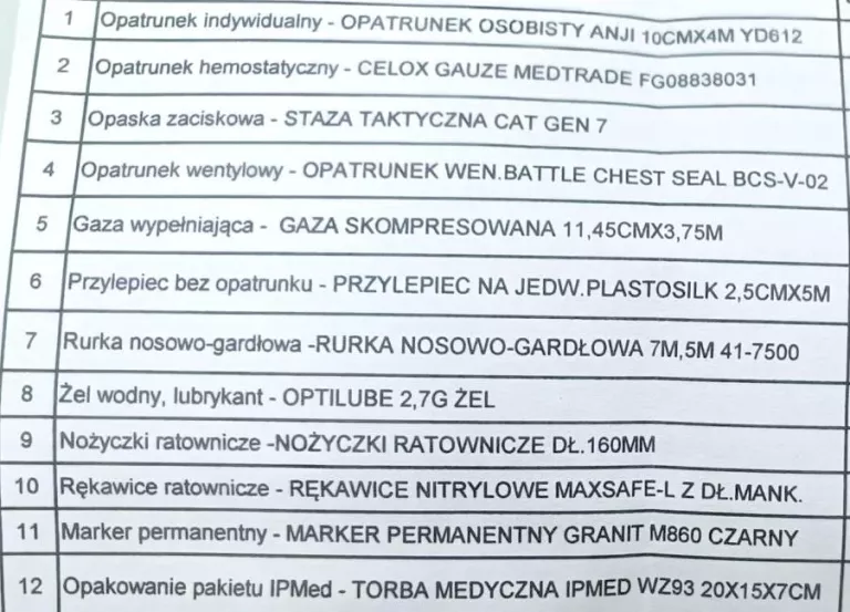 IPMED INDYWIDUALNY PAKIET MEDYCZNY Z WYPOSAŻENIEM - ZGODNY Z WYTYCZNYMI WO