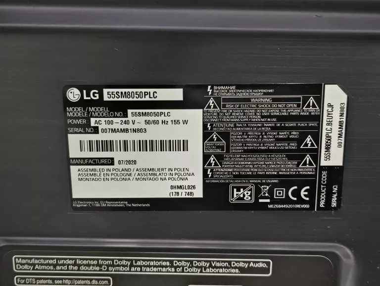 TELEWIZOR LG 55SM8050 55" LED UHD 4K DVB-T2 HEVC H.265 WEBOS