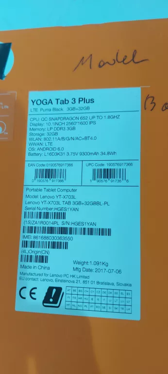 TABLET YOGA TAB 3 PLUS PUD 32GB