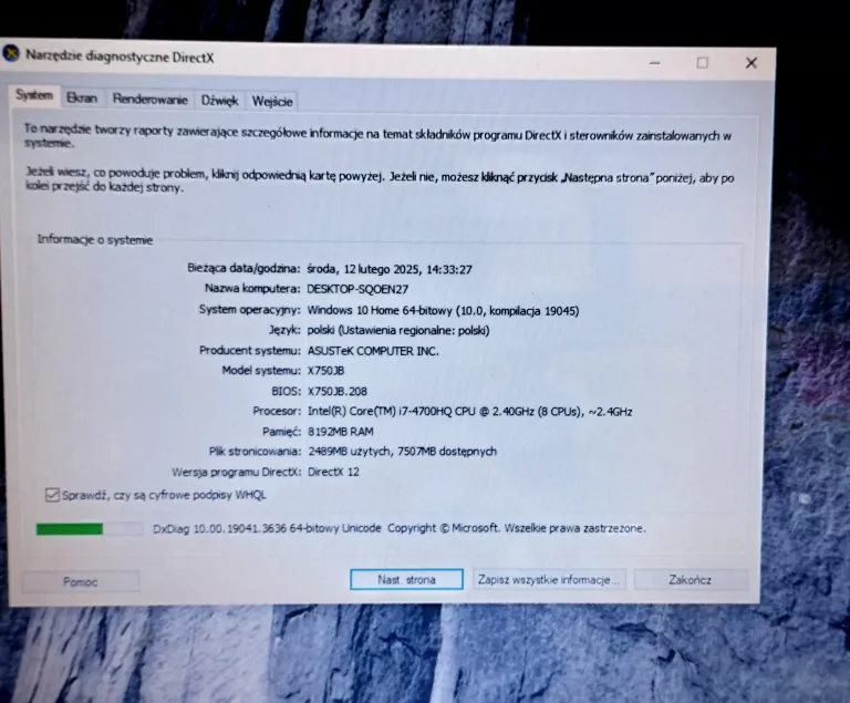 LAPTOP LAPTOP ASUS X750J I7/8GB/1T + ŁADOWARKA
