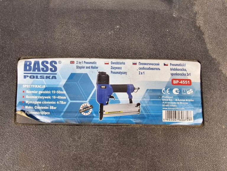 ZSZYWACZ PNEUMATYCZNY / GWOŹDZIARKA BASS BP-4551 + WALIZKA