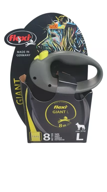PROFESJONALNA SMYCZ DLA PSA DO 50 KG – SOLIDNA, AUTOMATYCZNA FLEXI GIANT L