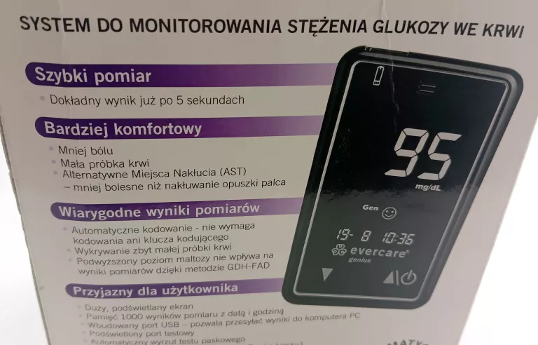 GLUKOMETR EVERCARE GENIUS PUDEŁKO