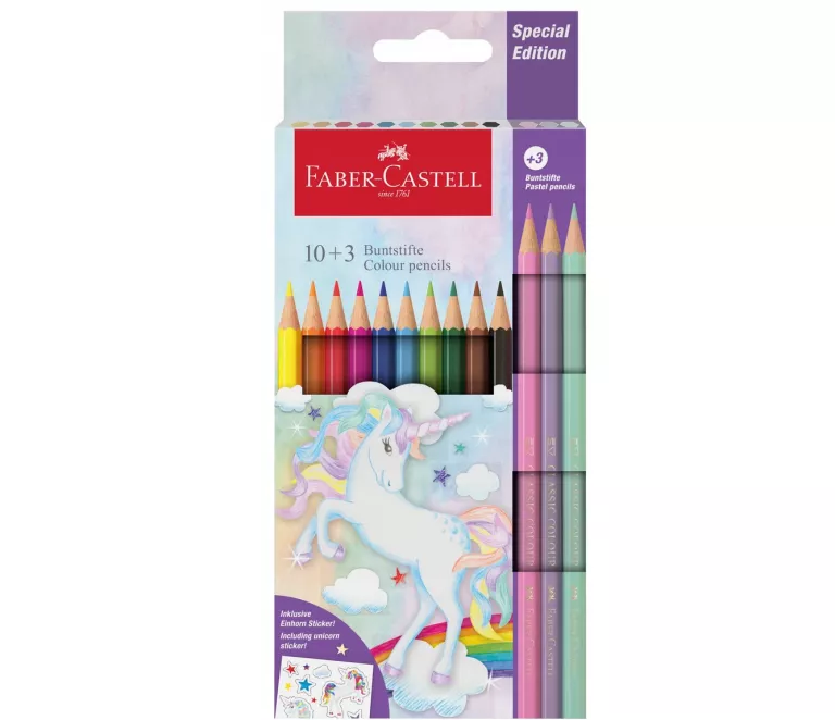 FABER-CASTELL KREDKI SZEŚCIOKĄTNE UNICORN 10+3 KOLORÓW