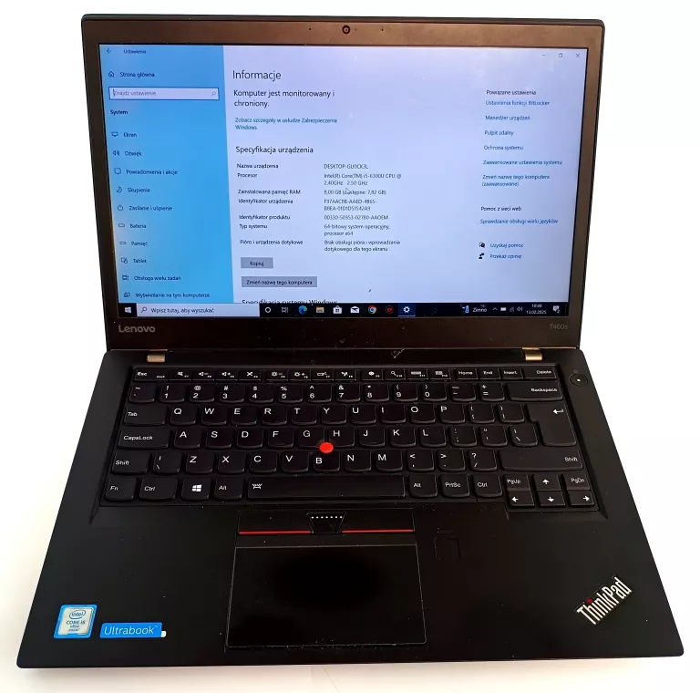 LAPTOP LENOVO THINKPAD T460S I5-6300U 8GB 256SSD W10 PRO